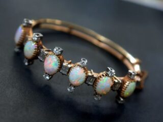 アールデコブレスレット|ダイヤ（約3.5ct）&オパール（約10ct） (鑑定書付)【商品番号4611】