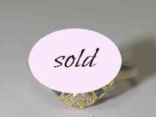 アールデコ約0.3ctカリブレカットサファイア&約0.5ctオールドヨーロピアンカットダイヤリング【ra149】