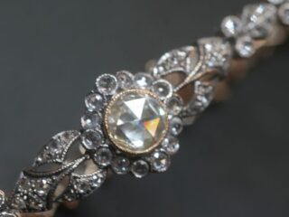 アールデコブレスレット|約4ctダッチローズ&ローズカットダイヤモンド (鑑定書付)【商品番号4607】