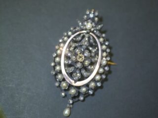 ビクトリアンブローチ&ペンダント|2種のダイヤ&天然真珠 (鑑定書付)【商品番号4704】