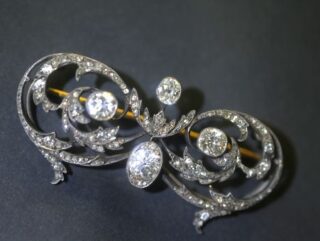 ビクトリアンブローチ|約4ctオールドマインカット&ローズカットダイヤ(鑑定書付)【商品番号4694】