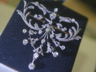 ビクトリアンブローチ|約３ctオールドヨーロピアン&オールドマイン&フラットカットダイヤ (鑑定書付)【商品番号4623】