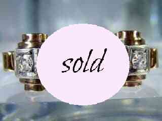 アールデコ指輪|10×8ミリアクアマリンと2石ダイヤ【商品番号2636】