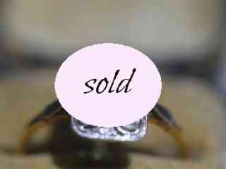 アールデコ約0.25CTエメラルド&約0.2CTローズカットダイヤフィリグリーリング【ra125】