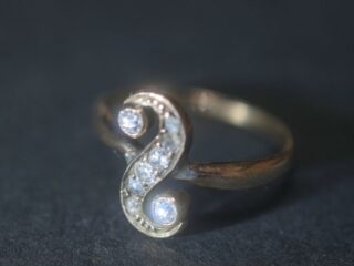 アールヌーヴォー約0.4CTオールドマインカット&ローズカットダイヤリング【ra132】