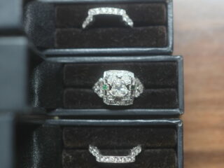 アールデコ約2CT3ファセットオールドマインダイヤ3点セットリング(鑑定書付)【ra133】