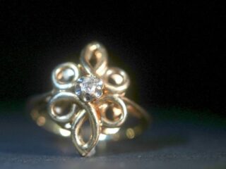 アールデコ約0.04ctオールドマインカットダイヤバターカップセッティングリング【ra136】