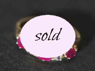 アールデコ約0.9CTルビーと合計4石約0.3CTローズカットダイヤリング【ra144】