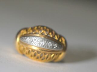 アールデコ18k6.35g約0.1ctスイスカットダイヤカクテルリング(鑑定書付)【ra150】