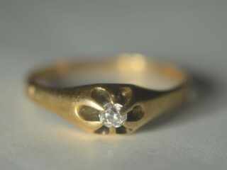 アールヌーヴォー約0.2CTオールドマインカットダイヤソリティアリング【ra152】