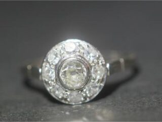 アールデコ約1ctオールドマインダイヤクラスターリング【ra154】