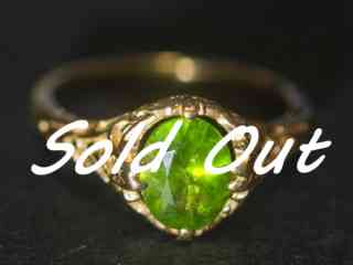 仏刻印アールヌーヴォー約1.5ctデマントイドガーネット(ホーステール)フィリグリーリング(鑑定書付)【ra158】