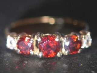 英刻印アールデコ約0.2CTローズカット&約1.2CTガーネットリング【ra162】