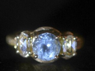 仏刻印アールデコ約1CTアクアマリン約0.7CTローズカットダイヤリング(鑑定書付)【ra163】