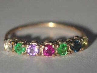 英刻印アールデコ 合計約1.4ctディアレストリング ローズカットダイア,エメラルドなど【ra165】